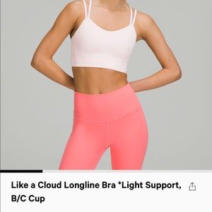 Lululemon Like a Cloud Long Line Sports Bra - Light Pink